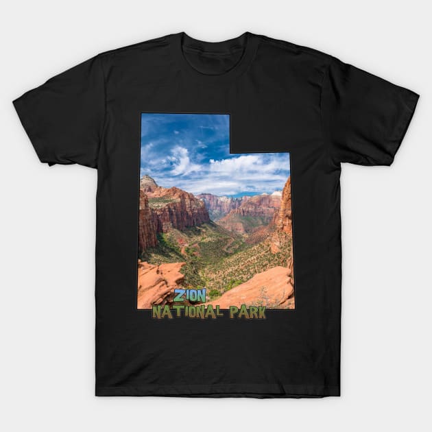 Utah State Outline (Zion National Park) T-Shirt by gorff